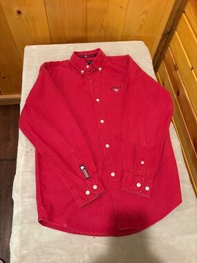 Polo Boys Med Red Long-Sleeve Button-Down Shirt - Casual Classic
